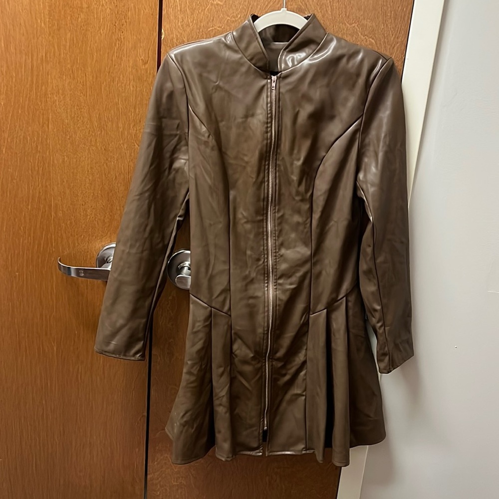 Brown leather dress